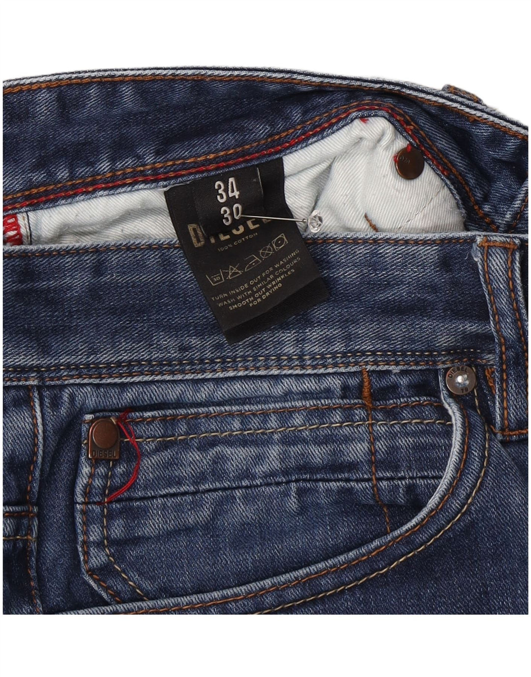Diesel Vaqueros Rectos Hombre W34 L30 Algodón Azul
