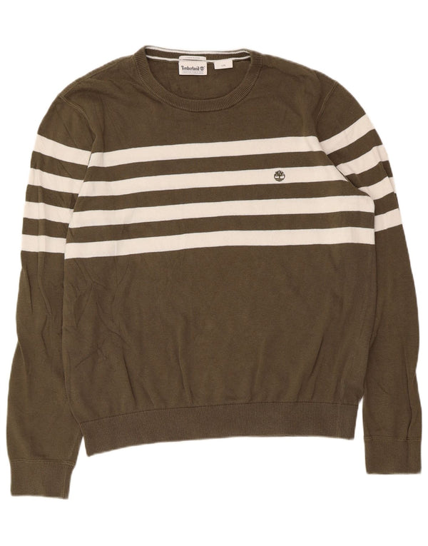 Timberland Suéter de cuello redondo para mujer UK 46 Grande Caqui Algodón a rayas