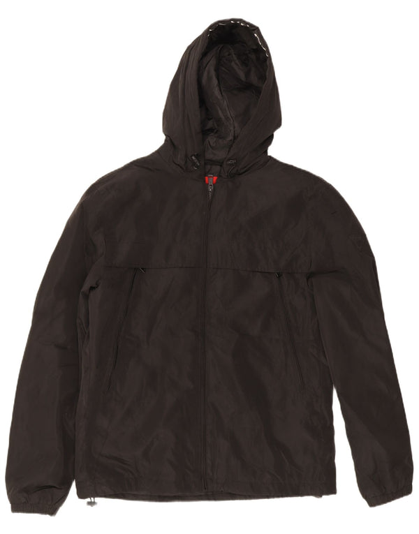 Guess Chaqueta impermeable con capucha para hombre UK 40 Large Poliéster negro