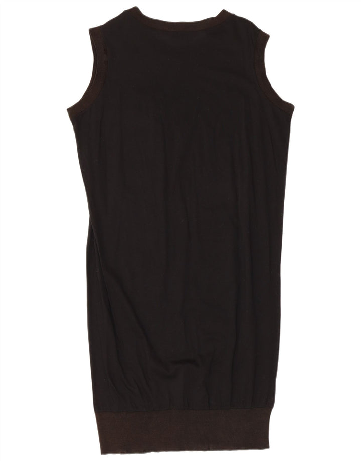 VINTAGE Vestido de burbujas gráfico sin mangas para mujer Reino Unido 14 Negro medio