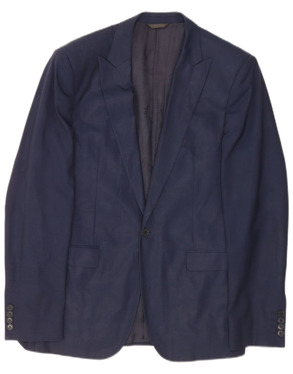 Calvin Klein Chaqueta tipo blazer con 1 botón para hombre IT 48 Lana azul marino mediana
