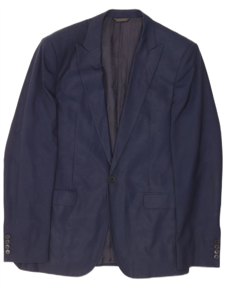 Calvin Klein Chaqueta tipo blazer con 1 botón para hombre IT 48 Lana azul marino mediana