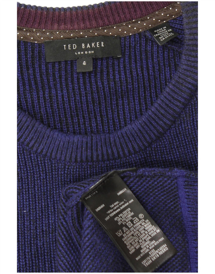 Ted Baker - Jersey de cuello redondo para hombre, talla 4, poliéster azul marino grande