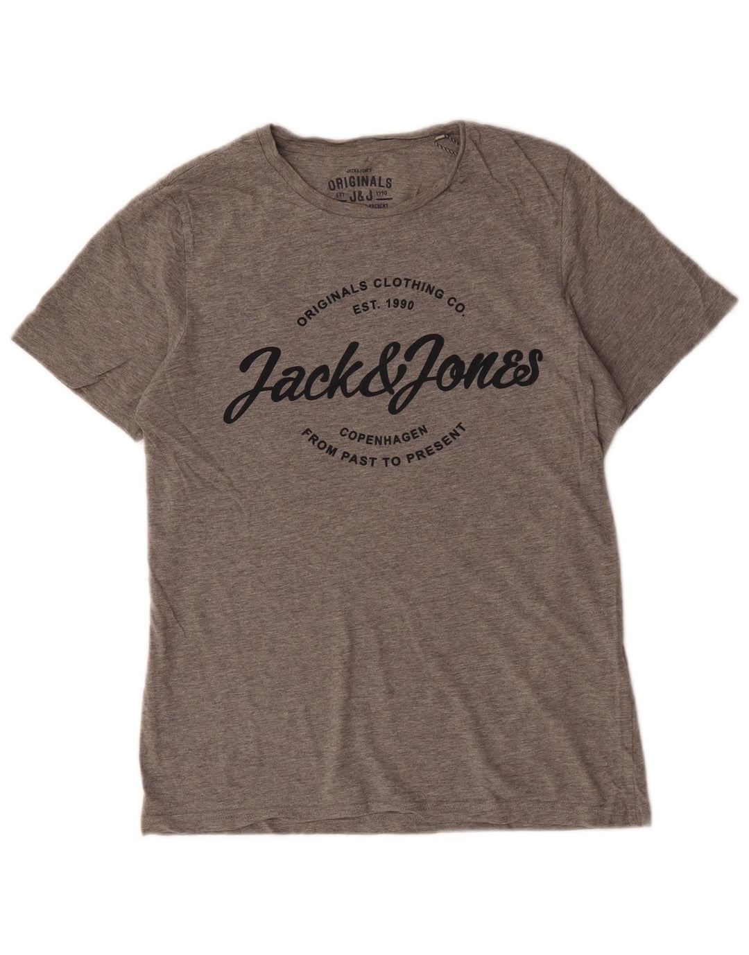Jack & Jones Hombre Camiseta Gráfica Top Algodón Gris Medio