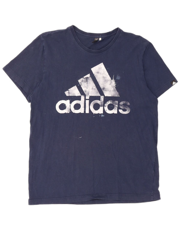 Adidas - Camiseta gráfica para hombre, talla grande, algodón azul marino