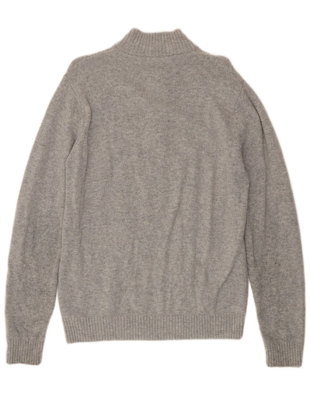 Crew Clothing Suéter tipo jersey con cuello y cremallera para hombre, lana de cordero gris grande