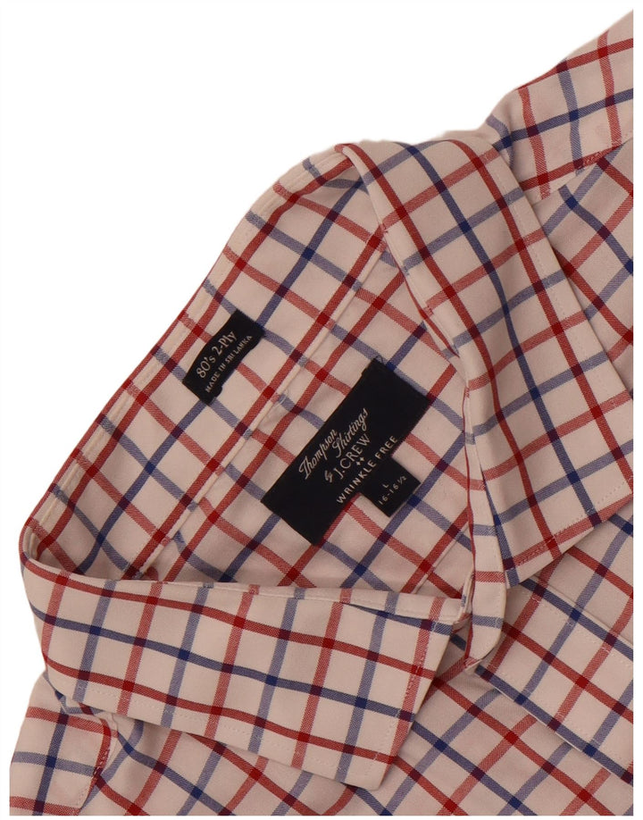 J. Crew Camisa Thompson para hombre talla 16 16 1/2 cuadros blancos grandes