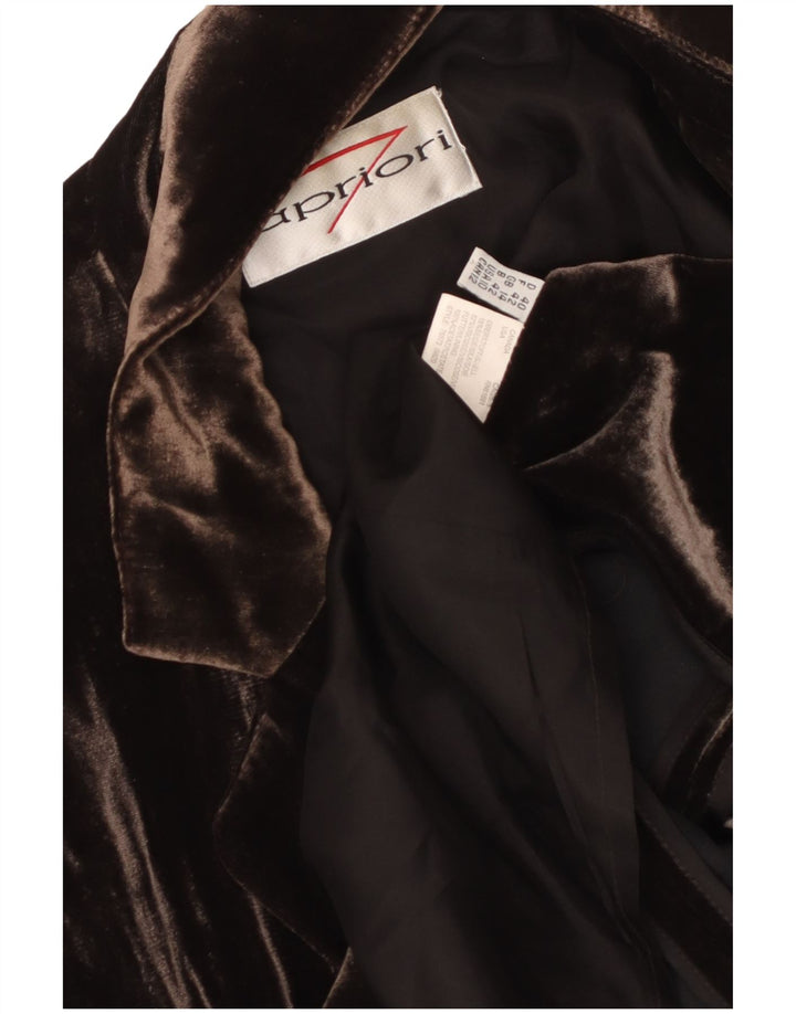 APRIORI Chaqueta Blazer de 3 Botones para Mujer UK 40 Grande Seda Marrón