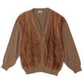 Vintage hombres ante cardigan suéter grande marrón lana geométrica