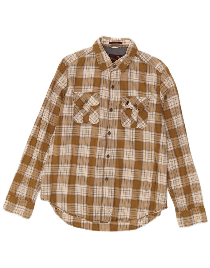 MARLBORO CLASSICS Camisa de franela de corte regular para hombre Algodón a cuadros beige medio