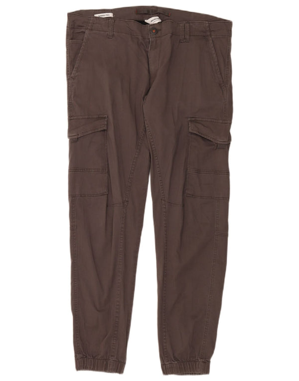 Jack & Jones Mens Joggers Cargo Pantalones W36 L32 Algodón gris
