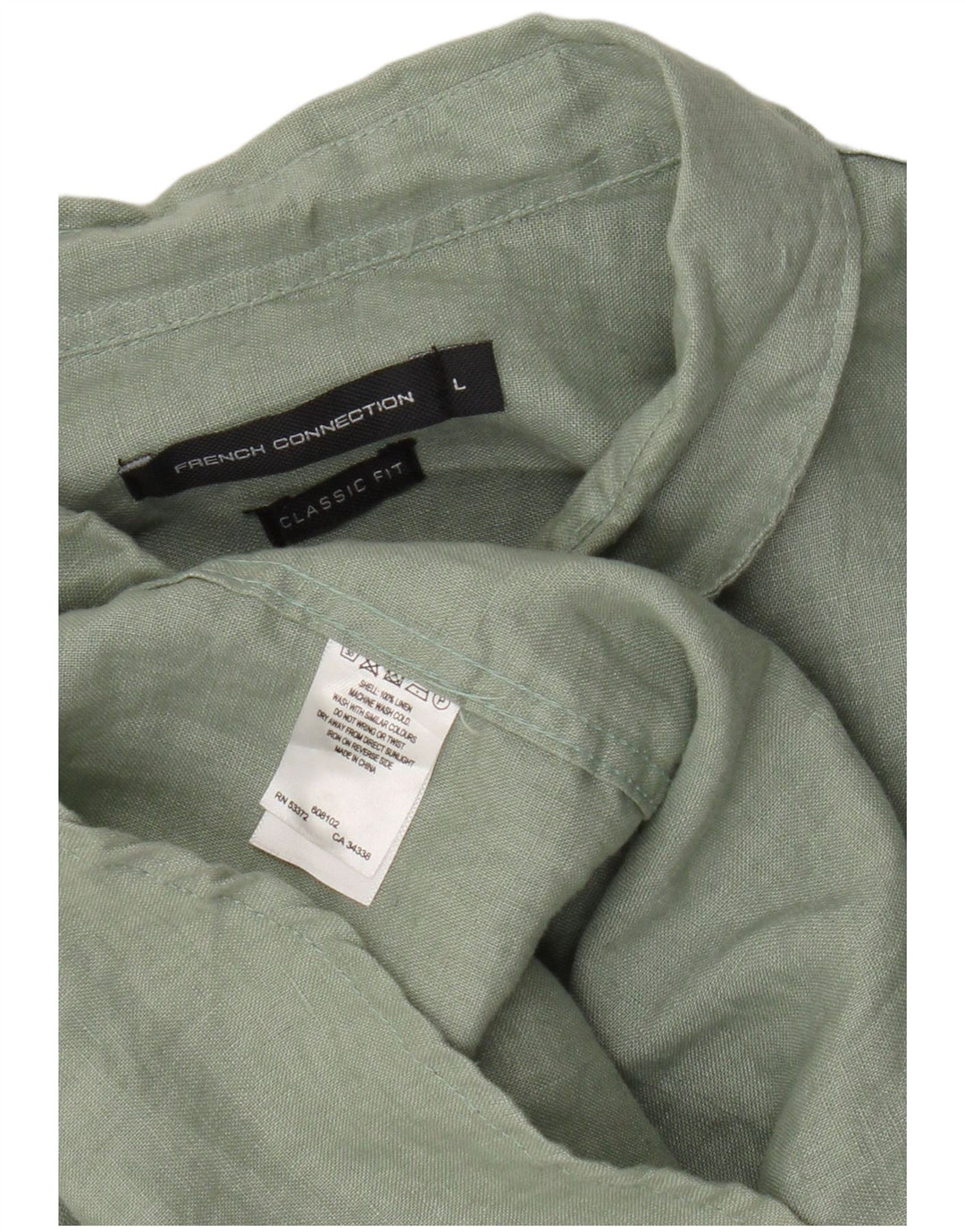 Camisa de corte clásico para hombre de French Connection, talla grande, de lino verde