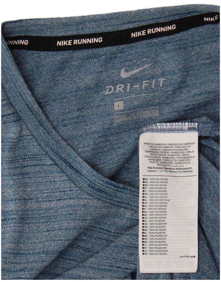 Camiseta Nike Dri Fit para hombre Top grande de poliéster moteado azul