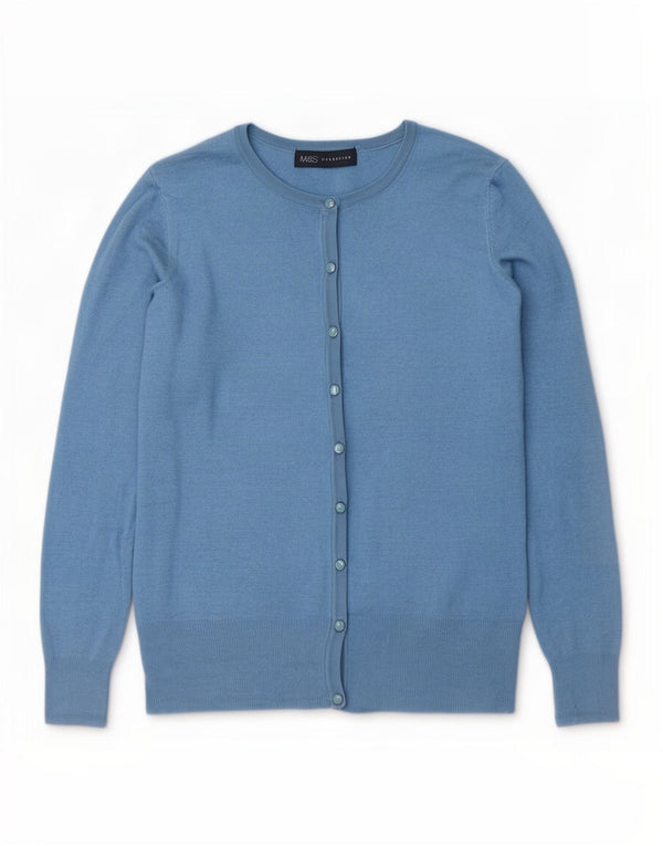 Marks & Spencer Suéter tipo cárdigan para mujer UK 10 Small Viscosa azul