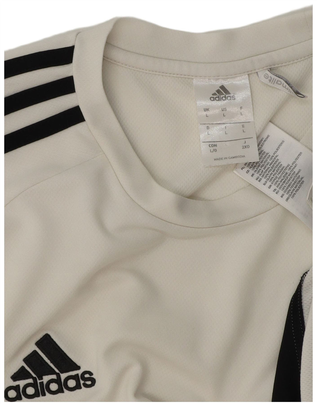 Adidas Hombre Climalite Camiseta Top Grande Blanco Colorblock Poliéster