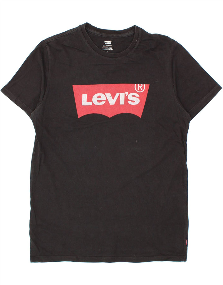 LEVI'S Mens Graphic T-Shirt Top Medium Black Cotton Vintage Levi's and Second-Hand Levi's from Messina Hembry 