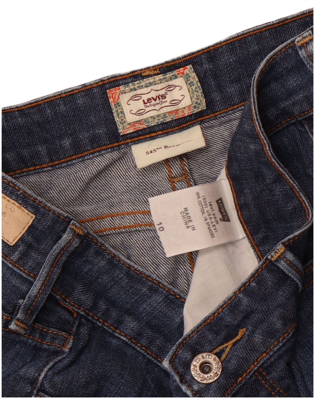 Levi's Bermudas 545 para mujer, pantalones cortos de mezclilla, talla 10, grande, W34, algodón azul