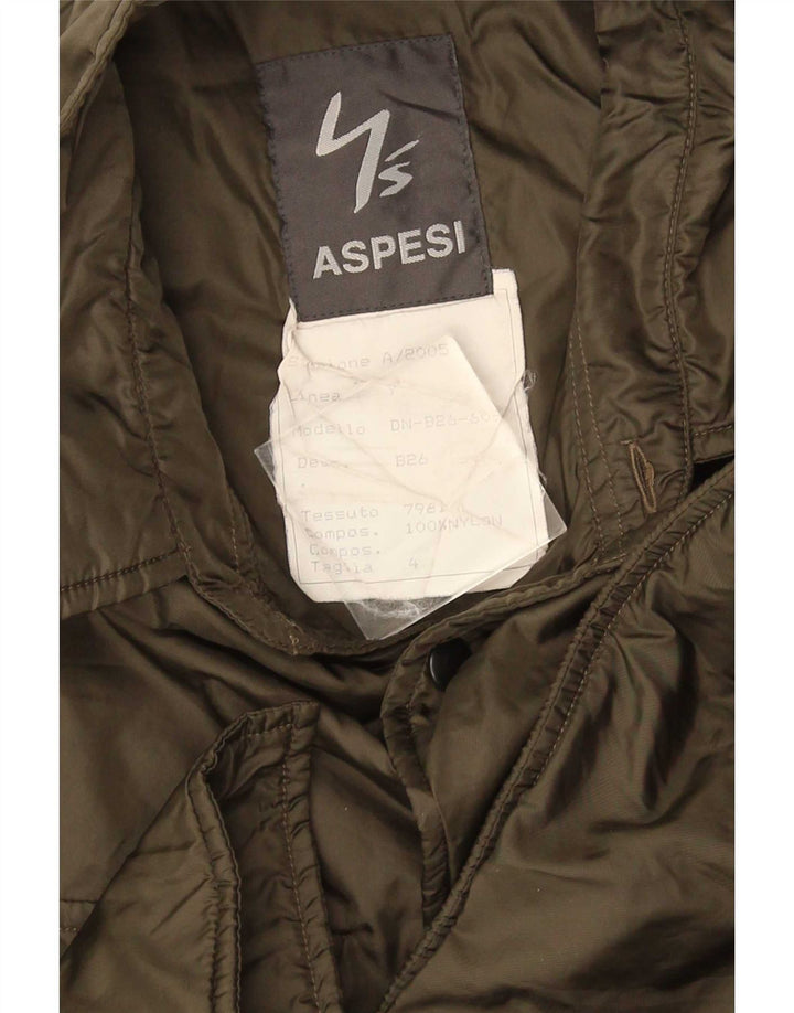 Aspesi Chaqueta militar para hombre UK 38 Medium Khaki Nylon