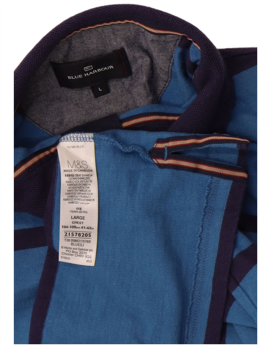 Marks & Spencer Hombre Azul Harbor Sudadera Jumper Grande Rayas Azules