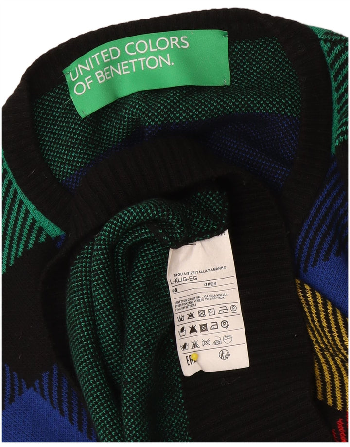 Benetton Jersey De Cuello Redondo Para Mujer UK 46 Large Multicolor Check