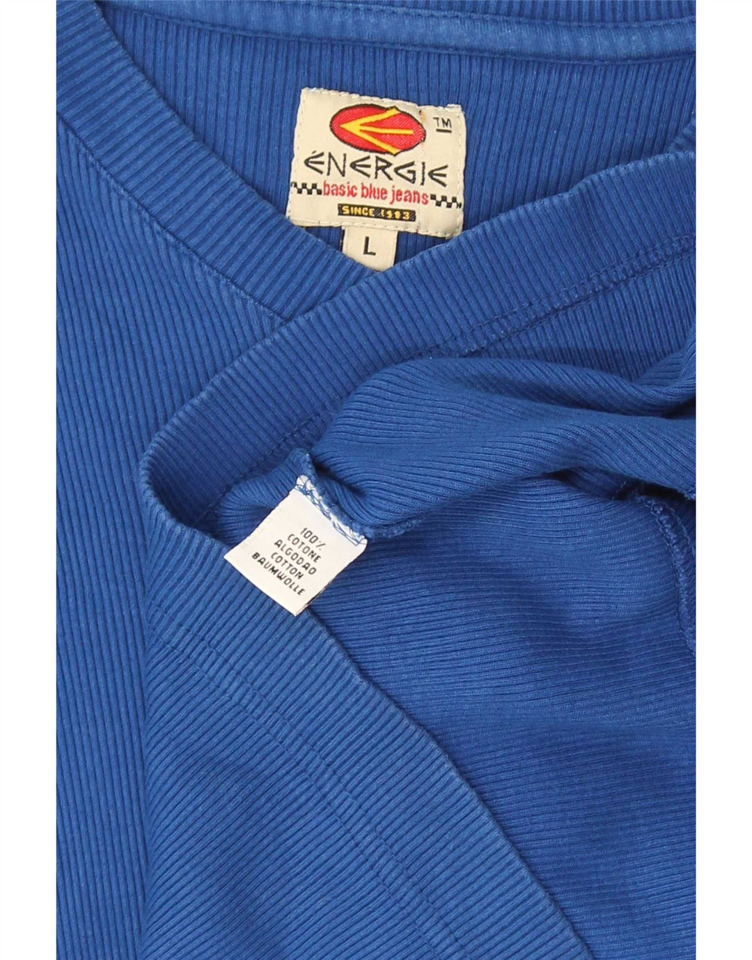 Camiseta Energie Mujer Top Grande Azul Algodón
