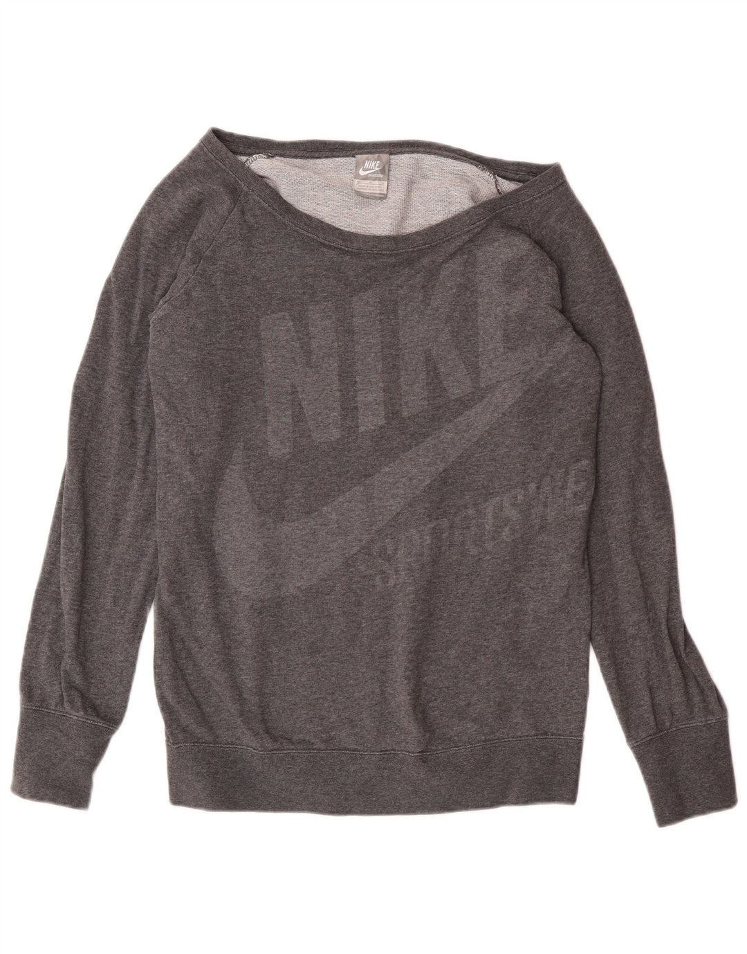Nike - Sudadera con hombros descubiertos para mujer, talla 40, algodón gris medio