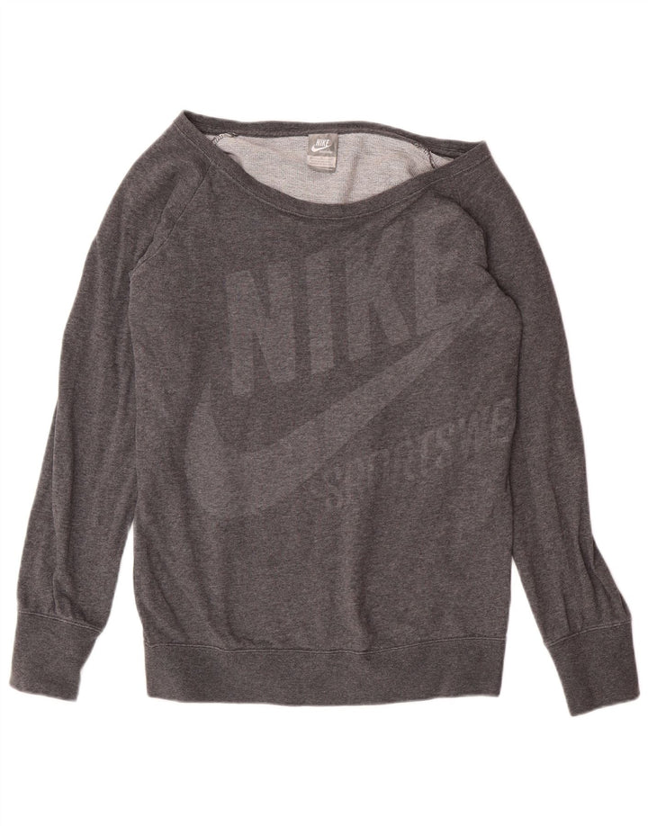 Nike - Sudadera con hombros descubiertos para mujer, talla 40, algodón gris medio