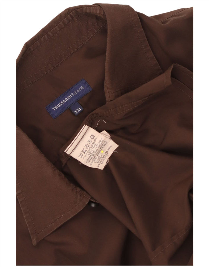 Camisa Hombre Trussardi Jeans 2XL Marrón Algodón