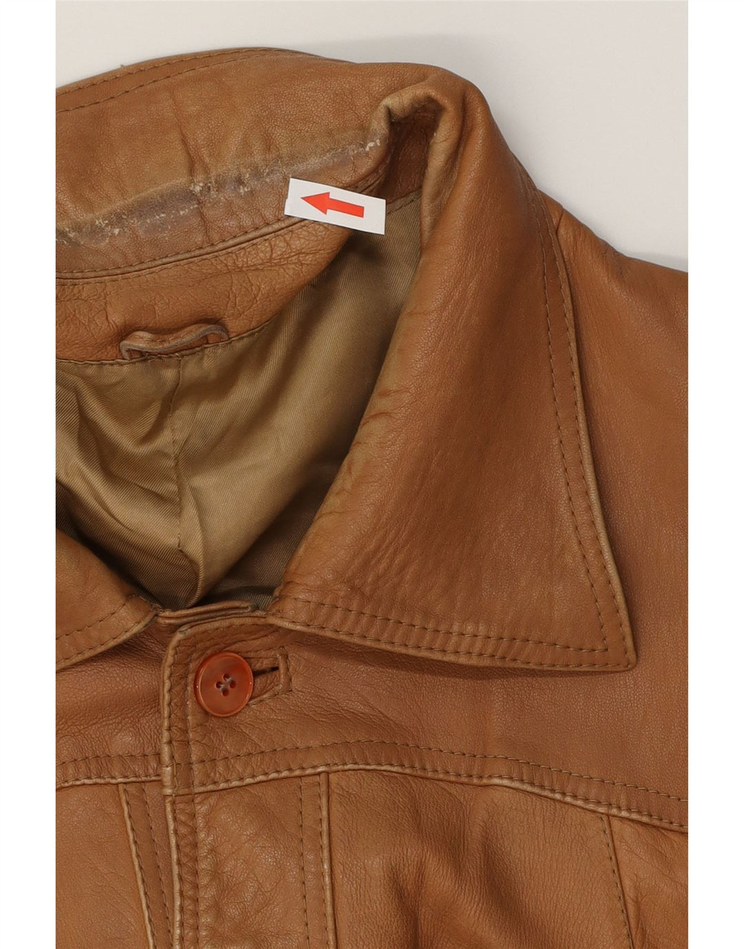 Chaqueta de cuero vintage para hombre IT 54 2XL Marrón