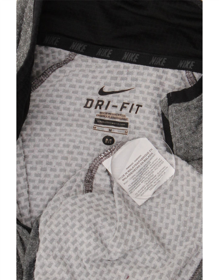 NIKE Hombre Dri Fit Zip Neck Pullover Chándal Top Gris Medio Colorblock