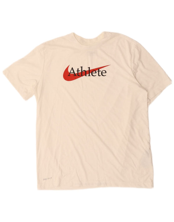 NIKE Camiseta Dri Fit Graphic para Hombre Top de algodón Blanco Mediano