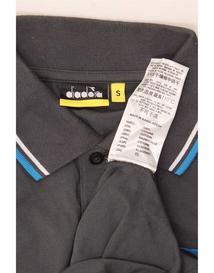 Diadora Polo Hombre De Algodón A Rayas Gris Pequeño