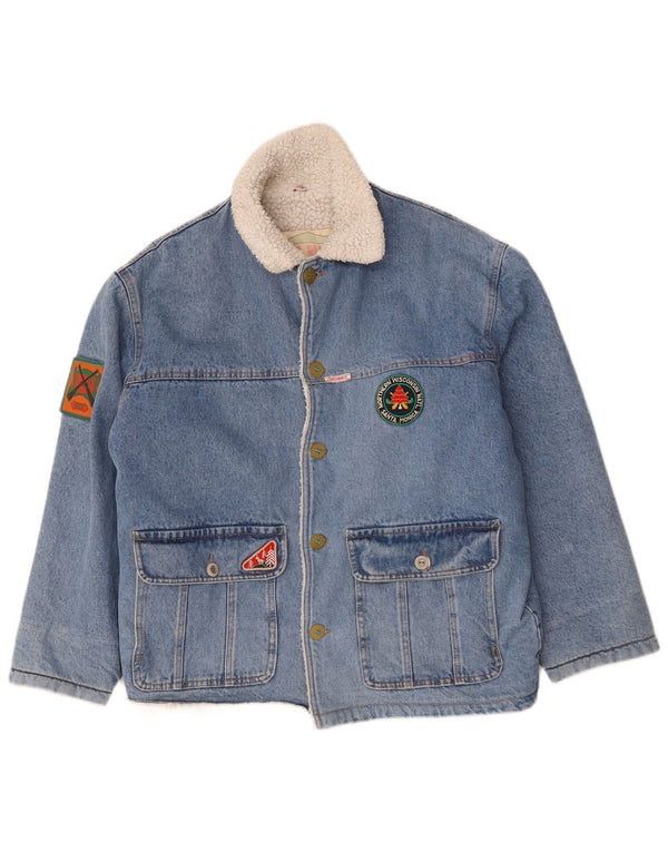 Ritt Mens Graphic Denim Sherpa Chaqueta UK 40 Grande Algodón Azul
