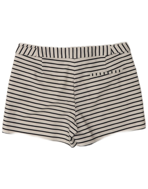 Zara Mujer Shorts Casuales Medianos W28 Algodón A Rayas Blanco
