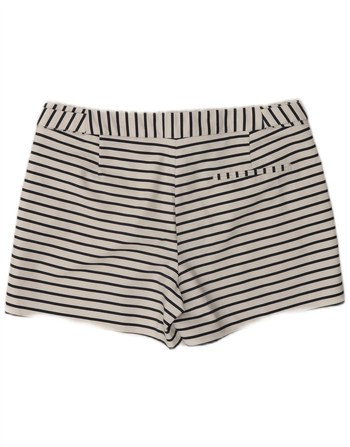 Zara Mujer Shorts Casuales Medianos W28 Algodón A Rayas Blanco