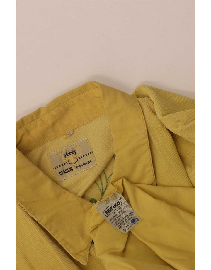 Fiorucci Hombre Camisa De Pana De Algodón Floral Amarillo Medio