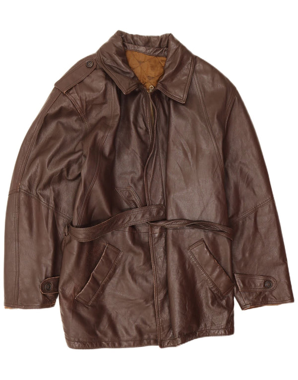 Chaqueta de cuero militar vintage para hombre IT 52 XL cuero marrón
