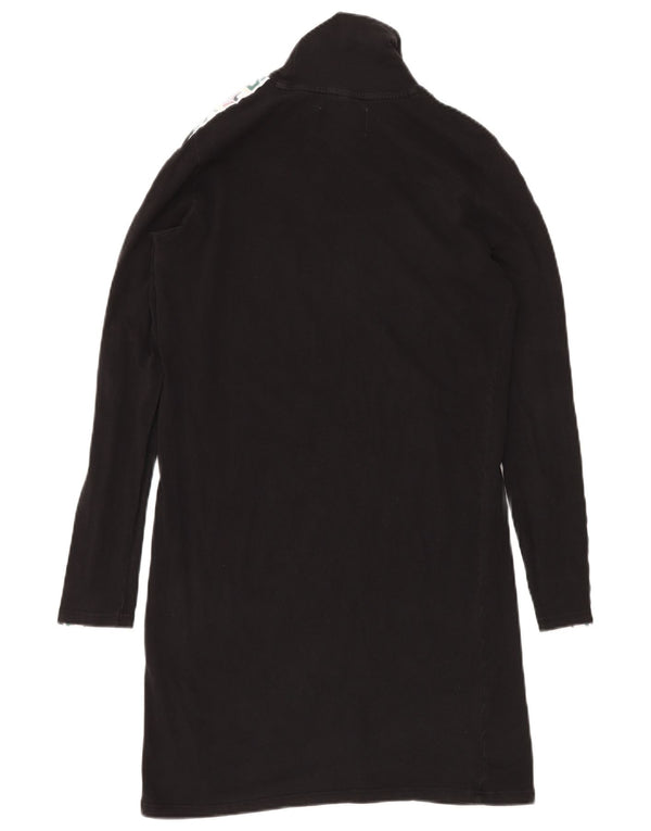 FILA Vestido estilo camiseta con cuello vuelto y gráfico para mujer UK 10 Small Black Colourblock