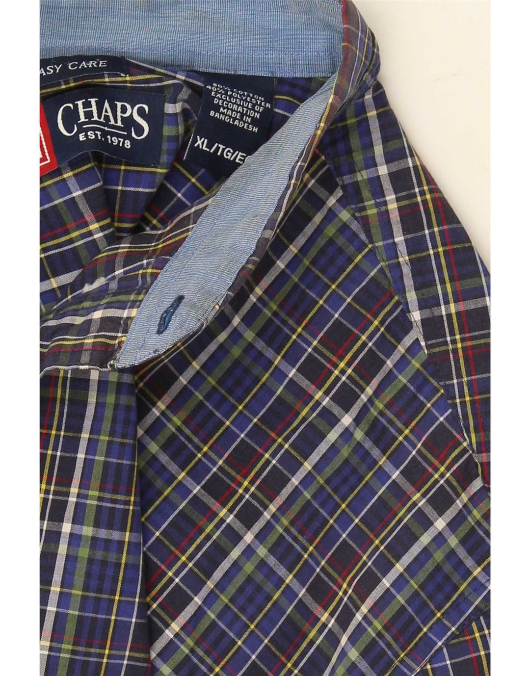 Chaps Camisa de fácil cuidado para hombre XL Algodón a cuadros azules