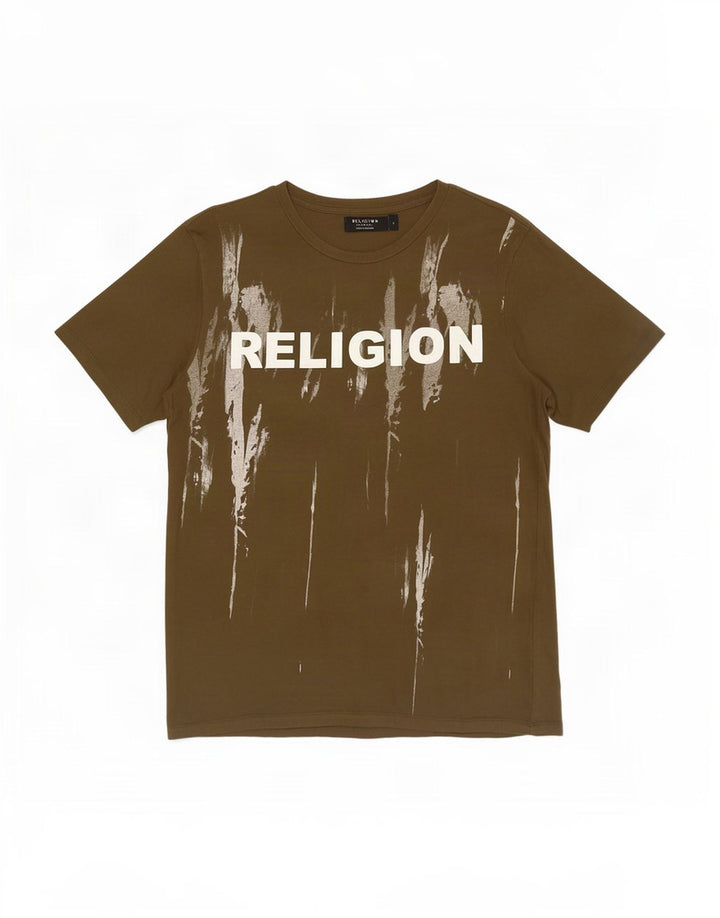 Religion Camiseta gráfica para hombre Top pequeño de algodón caqui