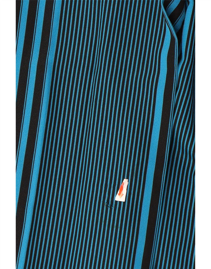 VINTAGE Falda plisada para mujer IT 44 Mediana W32 Poliéster a rayas azules