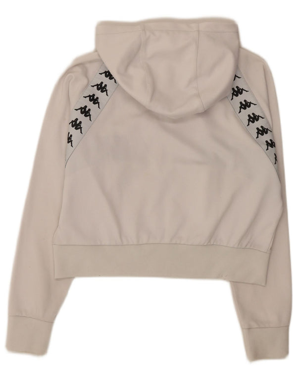 Kappa Suéter con capucha y cremallera gráfica extragrande para mujer UK 10 Small White