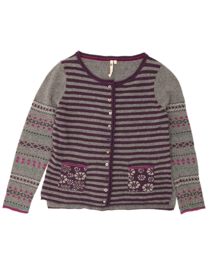 Cárdigan para mujer de White Stuff, talla 42, lana a rayas gris medio