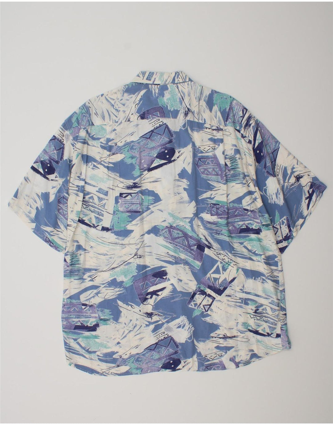 MAC FASHION Camisa Manga Corta Estampado Abstracto Hombre XL Viscosa Azul