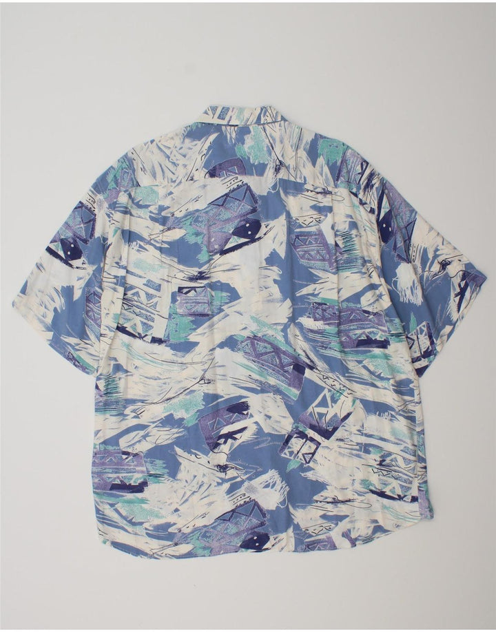 MAC FASHION Camisa Manga Corta Estampado Abstracto Hombre XL Viscosa Azul