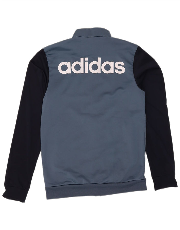Adidas Hombre Gráfico Chándal Top Chaqueta Pequeño Azul Colorblock Poliéster