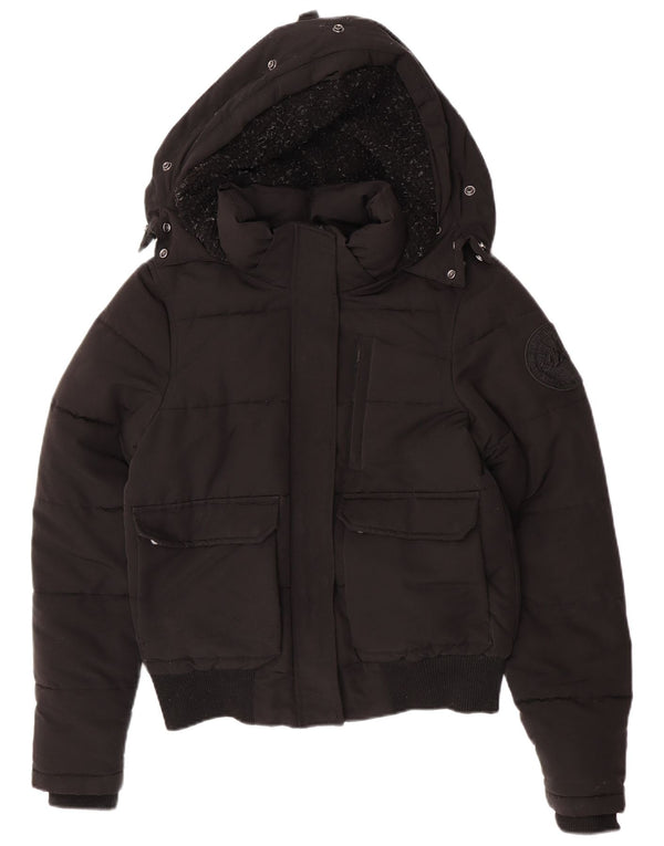 Superdry Chaqueta Acolchada Con Capucha Para Mujer UK 42 Mediano Negro Poliéster