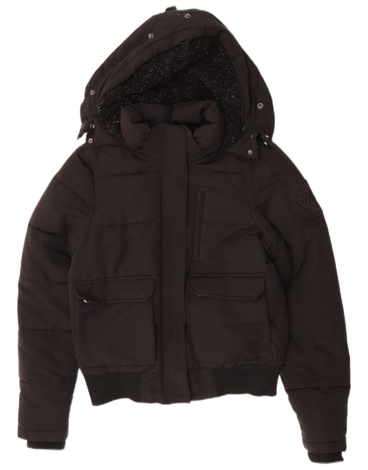 Superdry Chaqueta Acolchada Con Capucha Para Mujer UK 42 Mediano Negro Poliéster