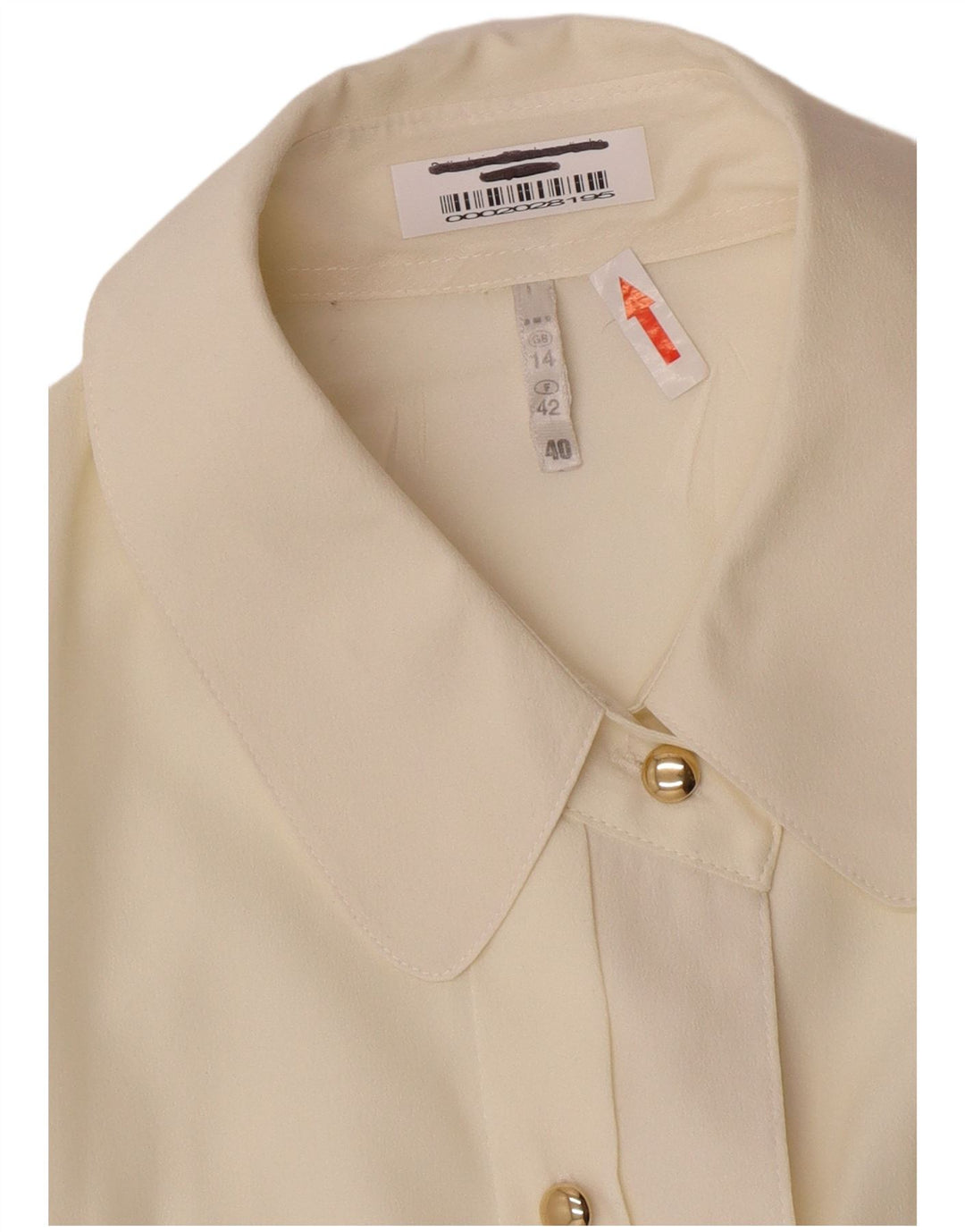 Vintage mujer camisa blusa Reino Unido 14 medio de viscosa blanca