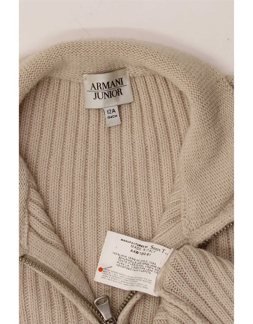 Armani Cárdigan Niño 11-12 Años Lana Virgen Beige